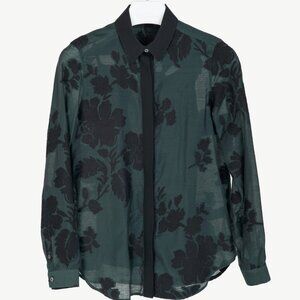 Burberry Green Floral Fil Coupe Buttoned Shirt